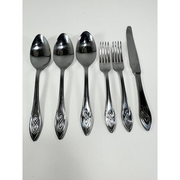Lot 6 IKEA Natt Flatware Spoons Forks Knife Scroll Tip - Picture 1 of 2
